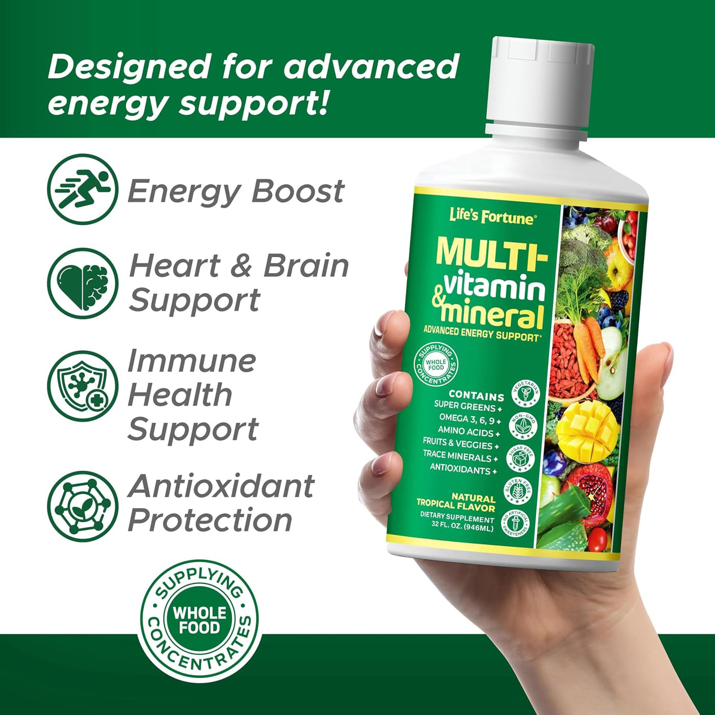 Life's Fortune Multivitamínico líquido para adultos, hombres y...