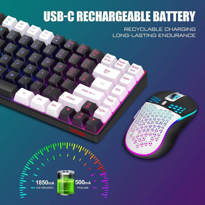 RedThunder Combo de Teclado y Ratón Inalámbrico K84, Retroiluminaci...