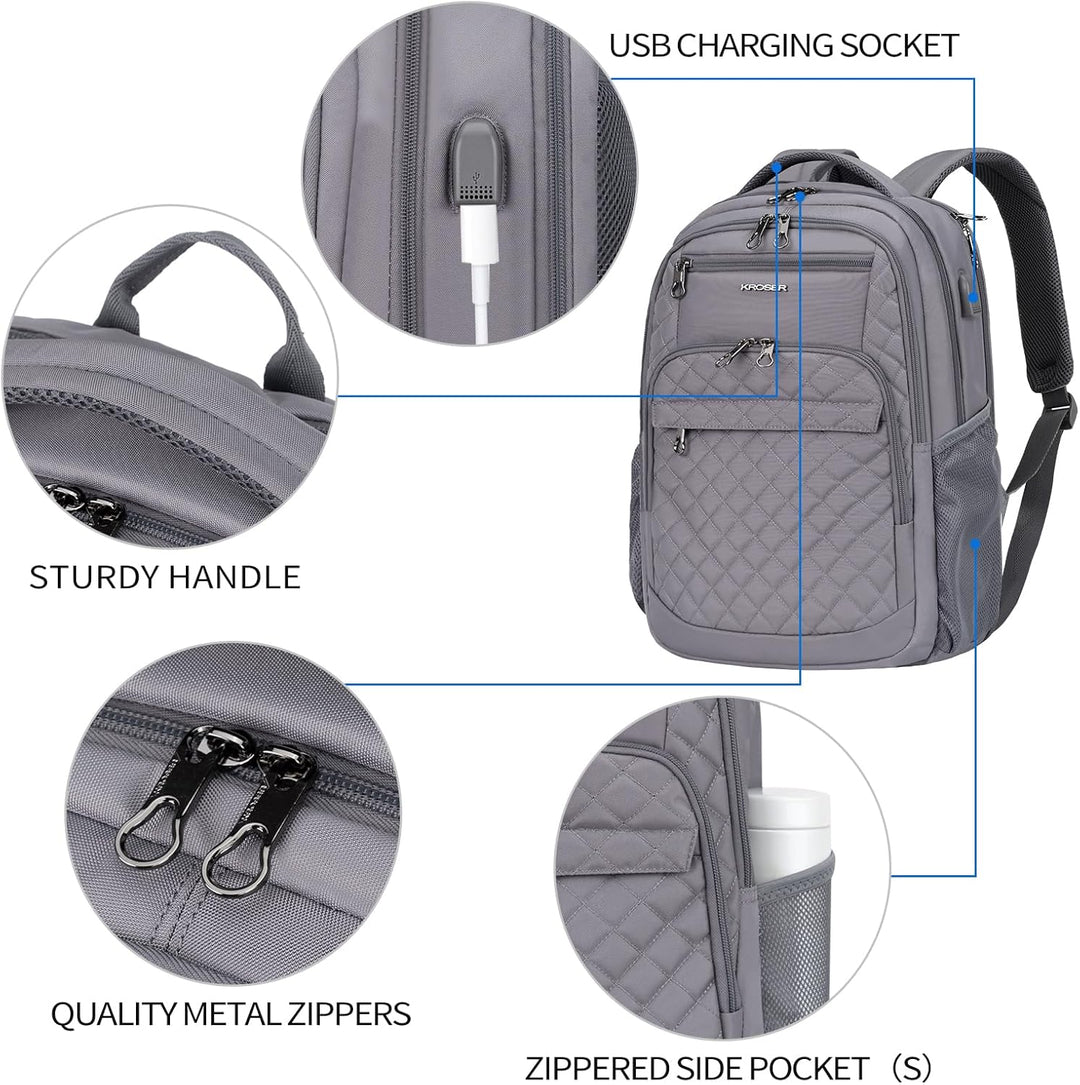 KROSER Mochila de viaje para laptop, 17 pulg., Moderno