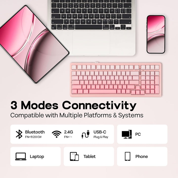 MechLands Aula F99 96% Teclado Inalámbrico para Juegos, Batería de...