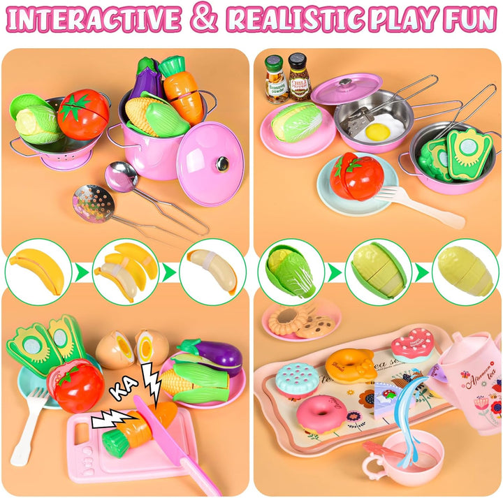 121 piezas de accesorios de cocina de juguete, juego de cocina para...
