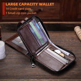 BULLCAPTAIN Billetera de Cuero Genuino para Hombre con Cremallera V...
