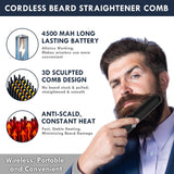 Viuyougor Alisador de barba para hombres, peine alisador de barba i...