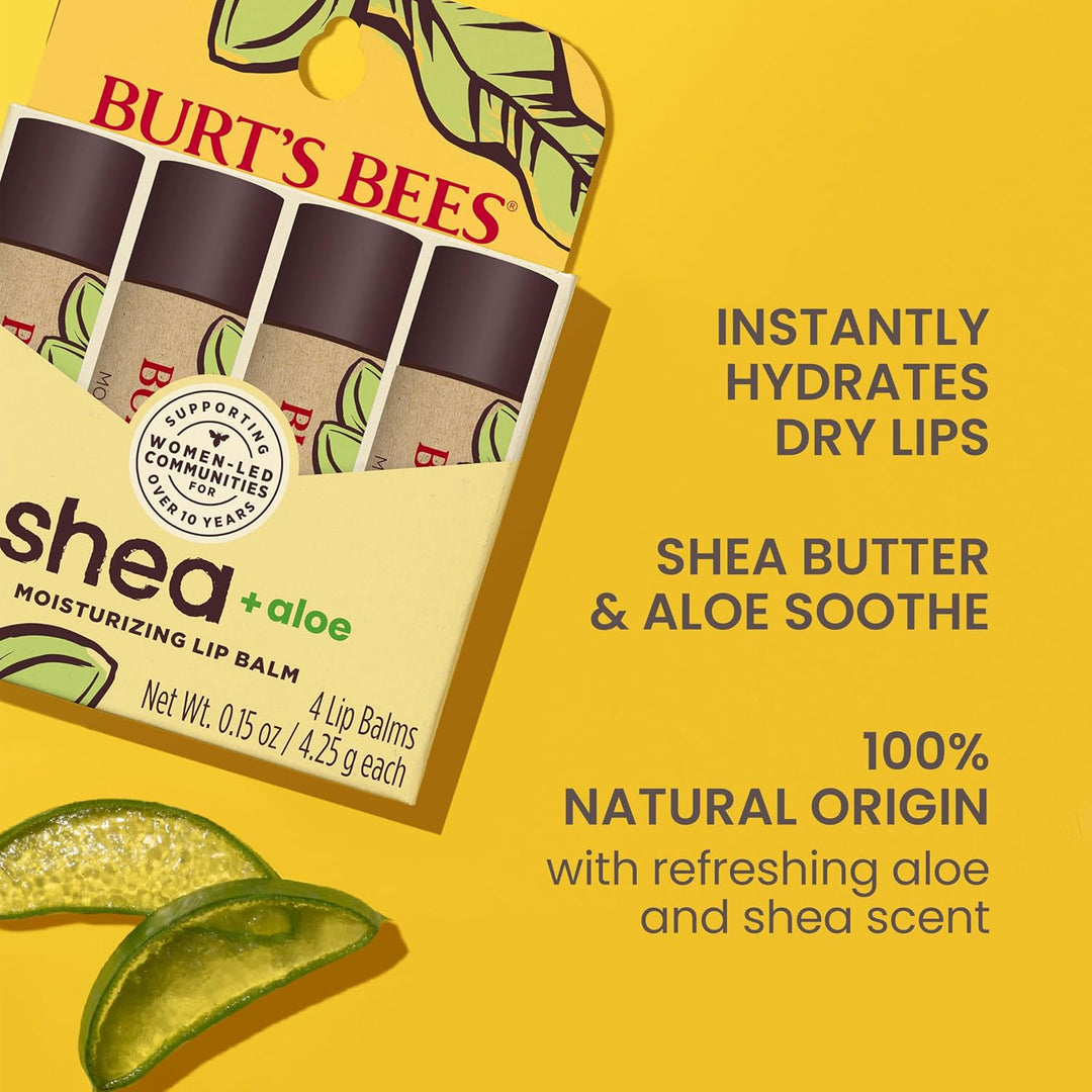 Burt's Bees Bálsamo labial hidratante de karité y aloe, hidrata...