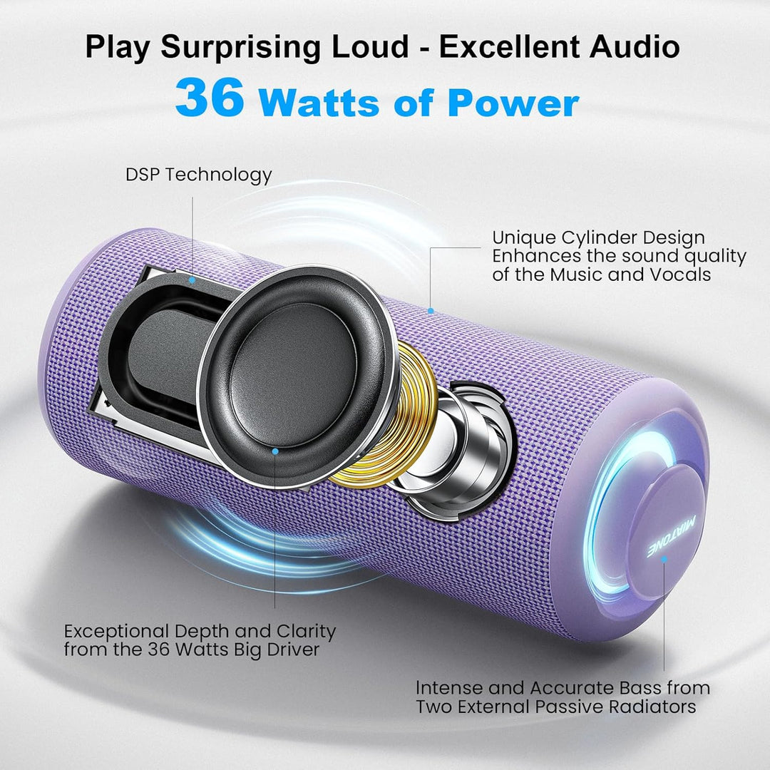 MIATONE Altavoz Bluetooth Portátil 36W Sonido Estéreo con Refuerzo...