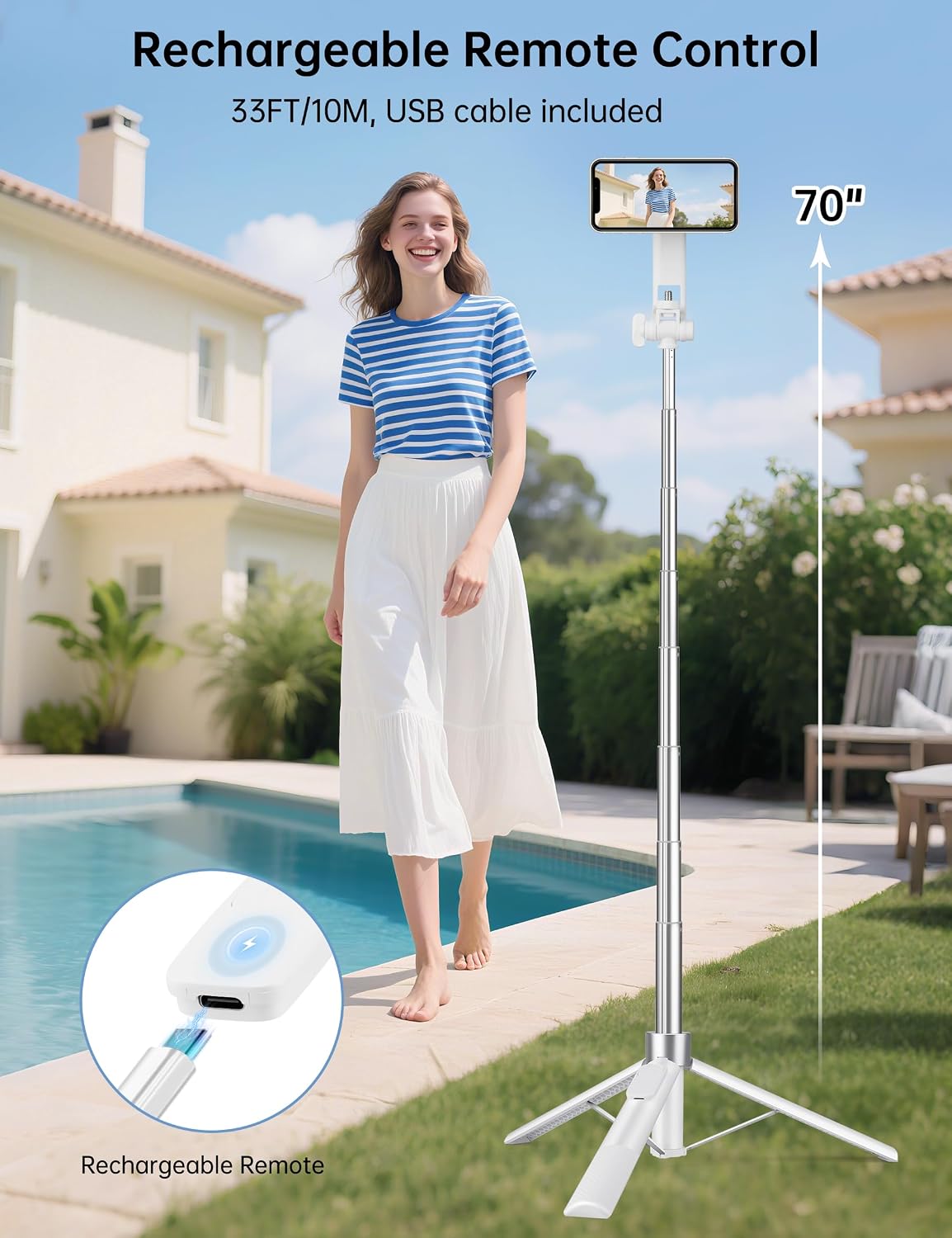 Trípode magnético de 70" para iPhone Magsafe, trípode extensible para