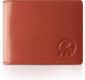 Billetera de cuero de grano completo para hombre, minimalista, delgada, plegable, con bloqueo RFID, con bolsillo para efectivo, 8 ranuras para tarjetas (marrón coñac)