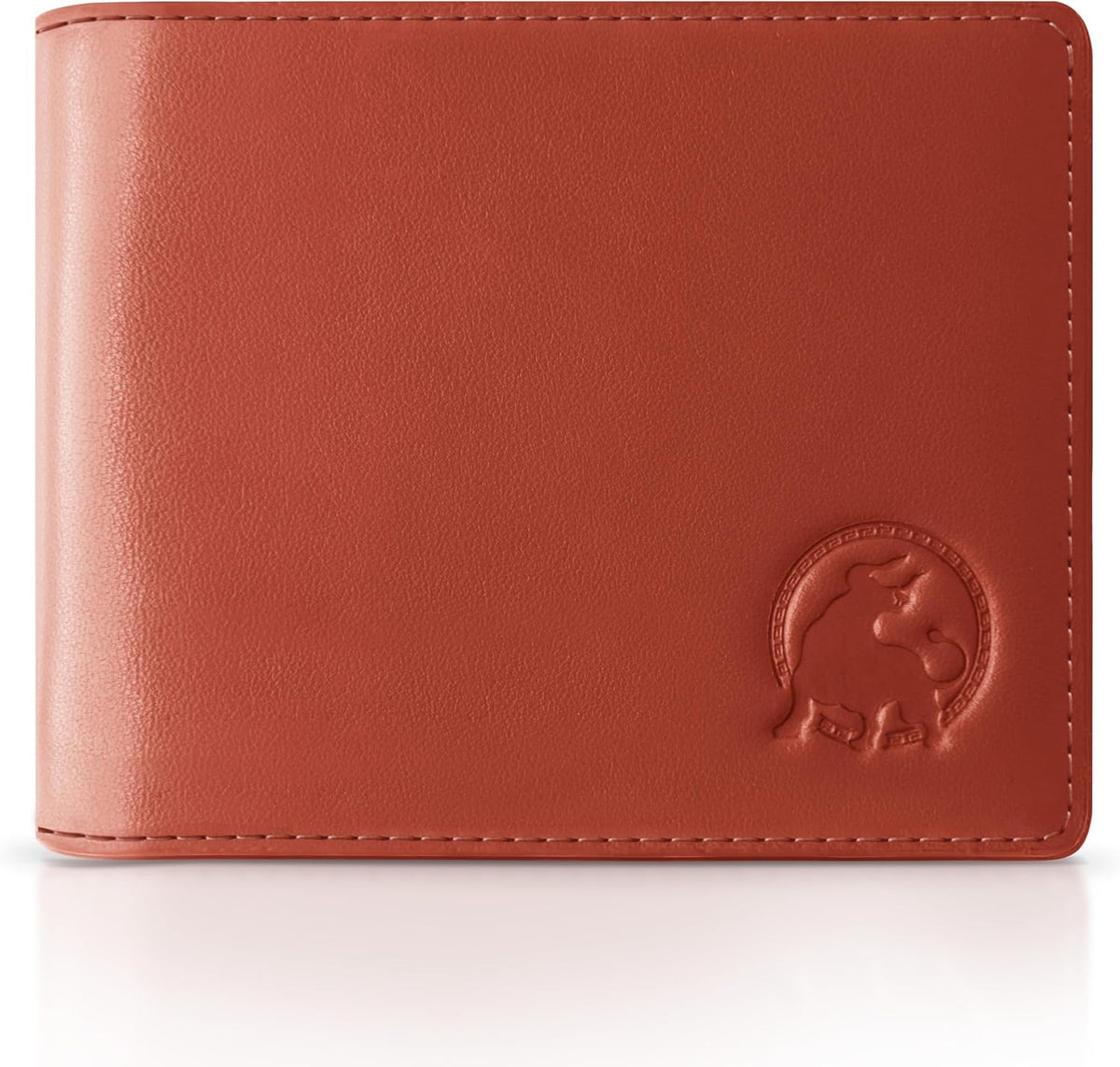 Billetera de cuero de grano completo para hombre, minimalista, delgada, plegable, con bloqueo RFID, con bolsillo para efectivo, 8 ranuras para tarjetas (marrón coñac)