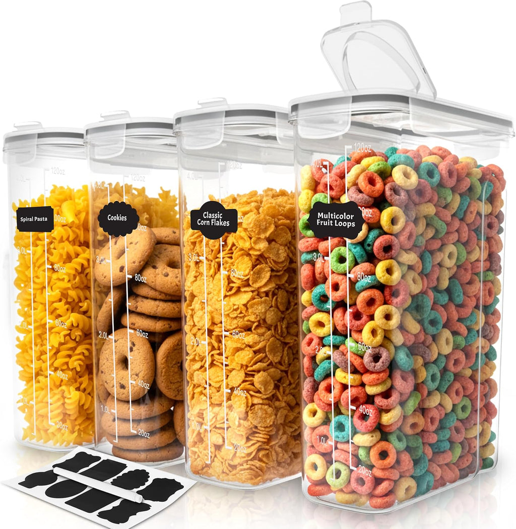 Utopia Kitchen - Juego de 4 recipientes para cereales con tapas, 4 unidades