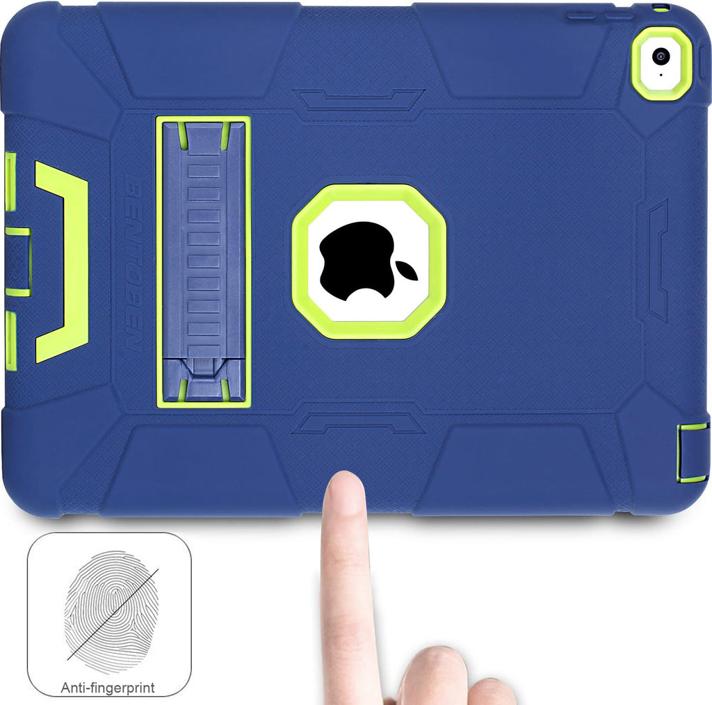 BENTOBEN Funda para iPad Air 2, [funda híbrida a prueba de golpes] con función atril, resistente a los golpes de triple capa, a prueba de caídas, para iPad Air 2 con pantalla Retina, iPad 6, azul marino/verde