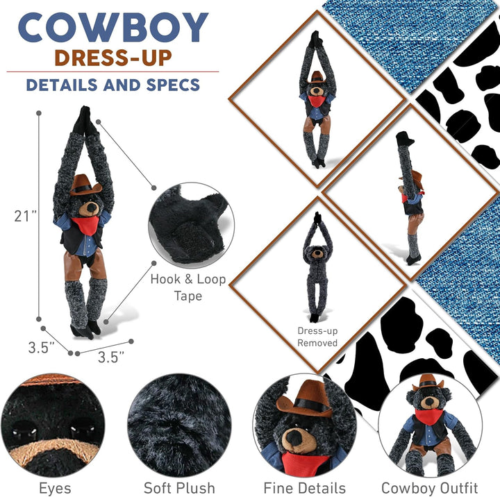 DolliBu Long Arms - Peluche de oso negro con