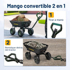 VIVOHOME Carretilla de Jardín Volcador 660 lb con Asa Convertible 2 en 1