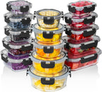 Razab 30 unidades de recipientes de vidrio para almacenamiento de alimentos con tapas - Recipientes reutilizables de vidrio para preparación de comidas para almuerzo y sobras - Tapas herméticas y a