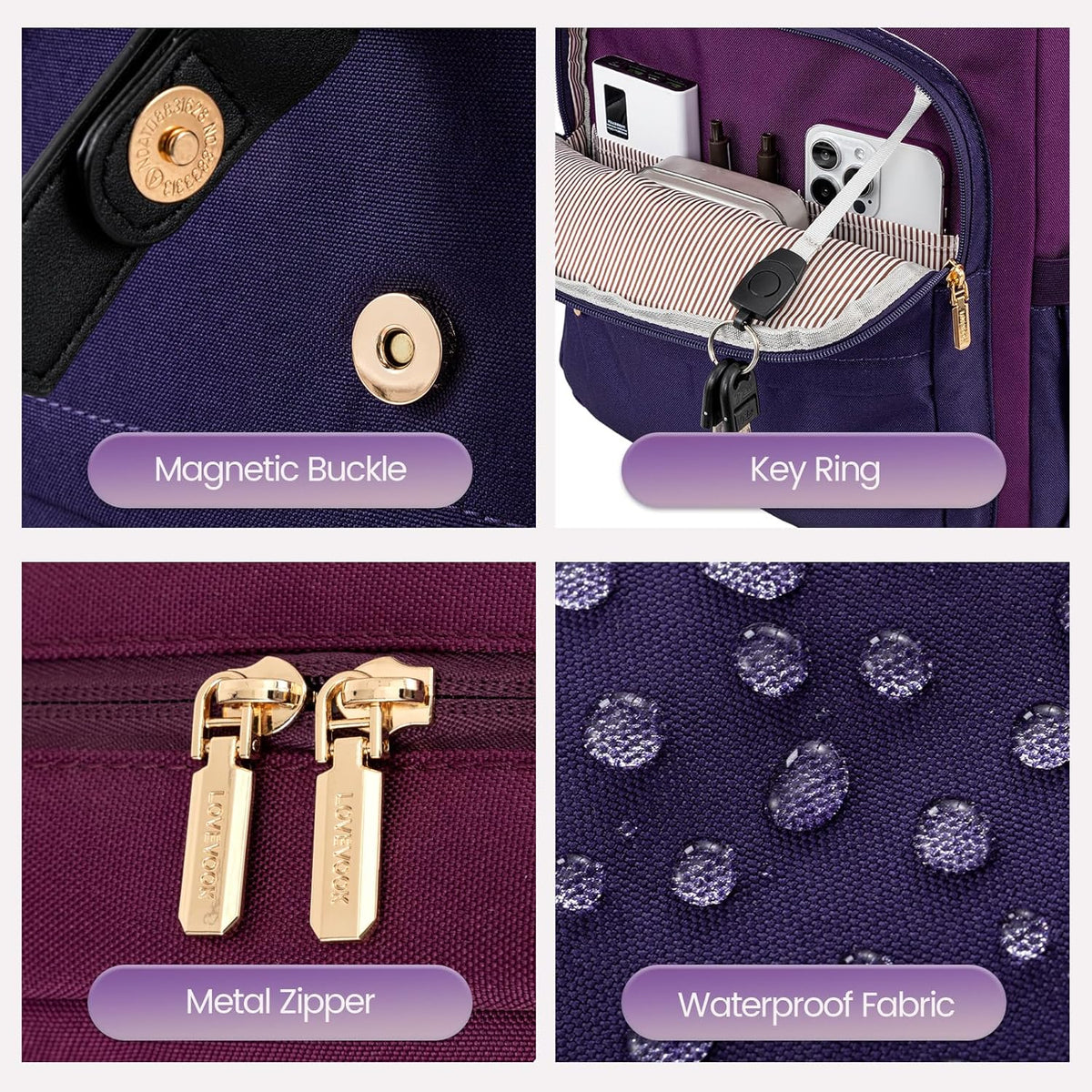 LOVEVOOK Mochila para computadora portátil para mujer, mochila de v...