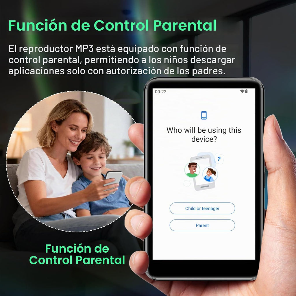 Reproductor MP3 D08 con Bluetooth y WiFi, SWOFY 32 GB MP3 y MP4 reproductores con pantalla táctil HD de 4 pulgadas, reproductores de música Android 13 con Spotify Kids, Pandora, Audible, Amazon Music