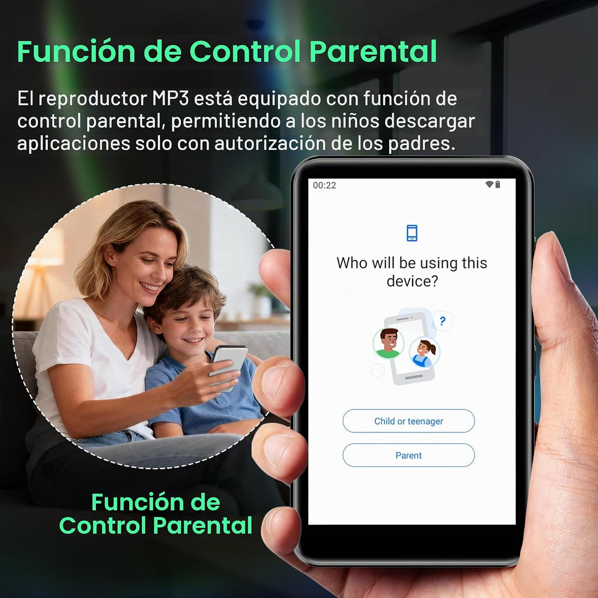Reproductor MP3 D08 con Bluetooth y WiFi, SWOFY 32 GB MP3 y MP4 reproductores con pantalla táctil HD de 4 pulgadas, reproductores de música Android 13 con Spotify Kids, Pandora, Audible, Amazon Music