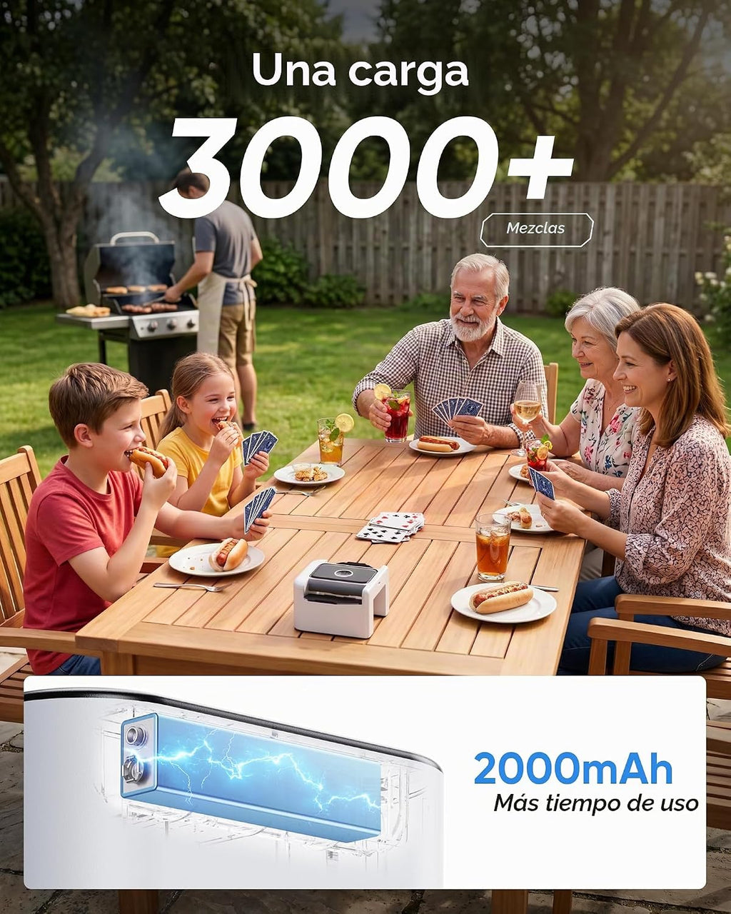Barajador automático de tarjetas para 1-2 barajas (Gen 3), máquina barajadora de tarjetas recargable de 2000 mAh con parada automática inteligente y motor silencioso, rodillos de silicona 5D