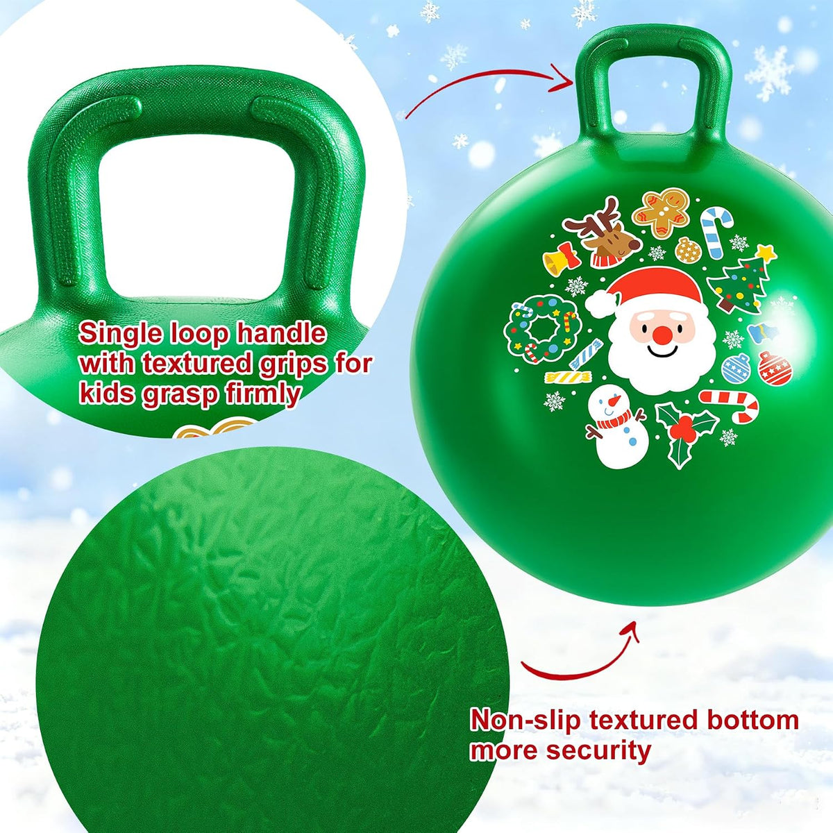 Paquete de 2 bolas de tolva de 18 pulgadas, juego de bolas hinchables verde y nube con asas, bombas y pinzas para el cabello, juguetes inflables de salto para niños de 3 a 8 años