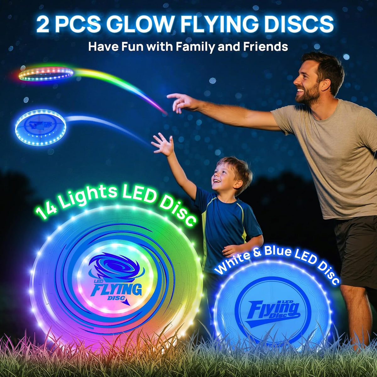 2 Pack Light up Flying Discs para Kids Adults