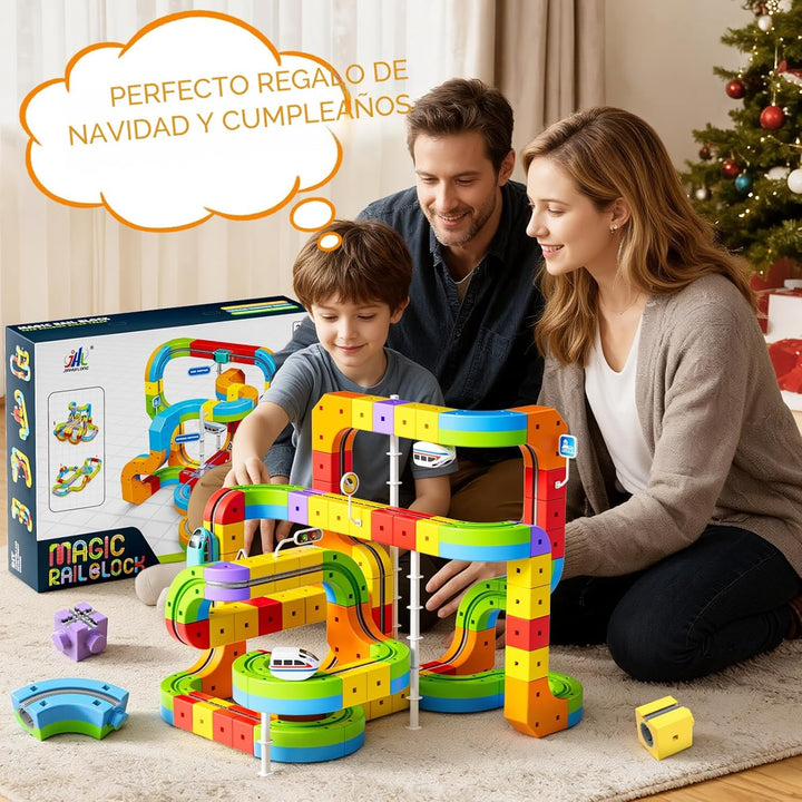 Juego de tren eléctrico mejorado, pista infinita 3D con pistas flex...