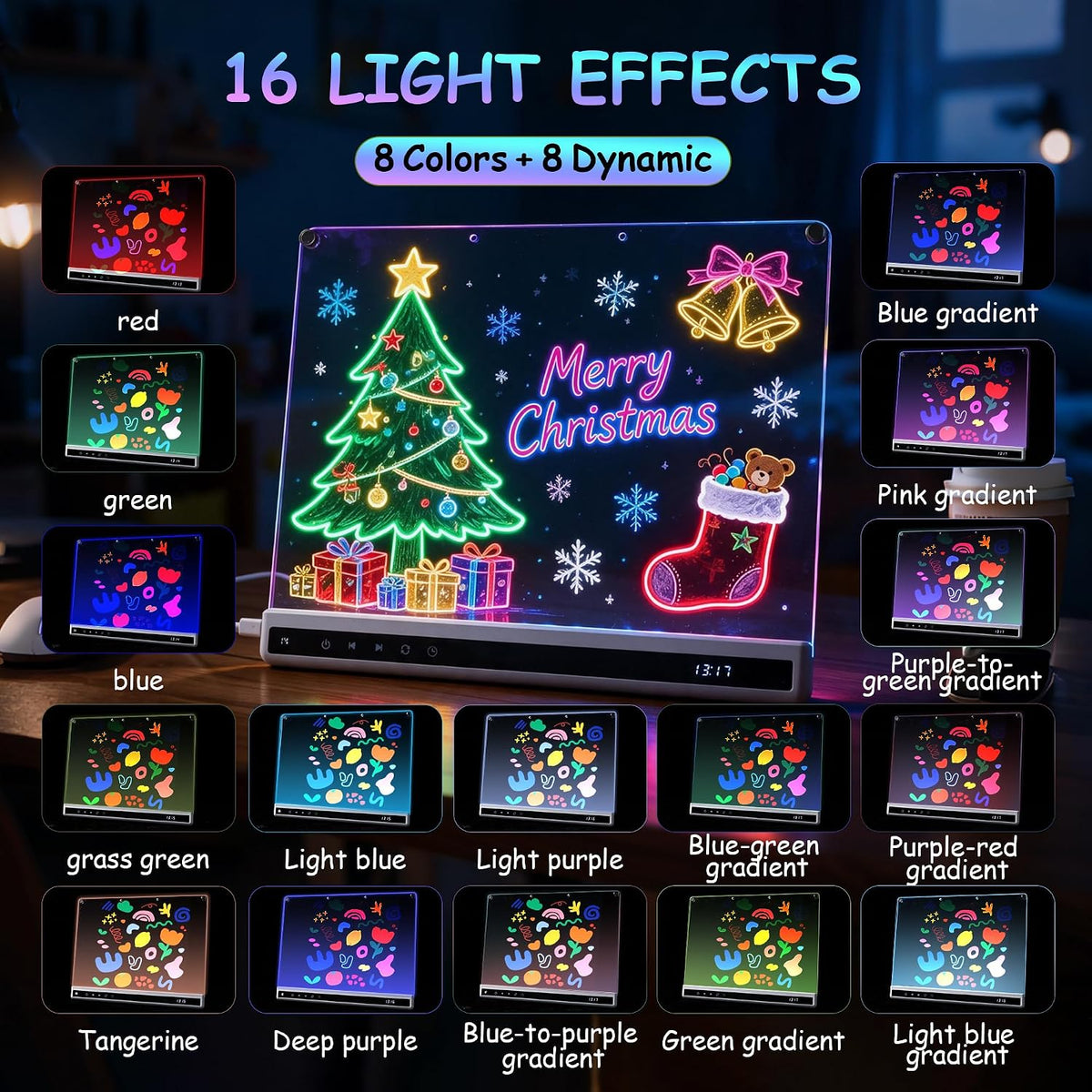 Tablero de dibujo LED de 16 pulgadas recargable iluminado tablero de dibujo