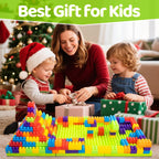 177 piezas de bloques de construcción grandes de 1 x 1-1 x 3 pulgadas para niños pequeños - Juego de ladrillos con autos y placa base, juguete educativo STEM para bloques de niños