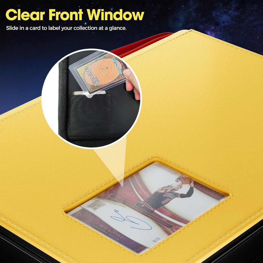 ProCase Carpeta Top Loader de 4 Bolsillos, Almacena 144 Cartas en Toploaders - Amarillo