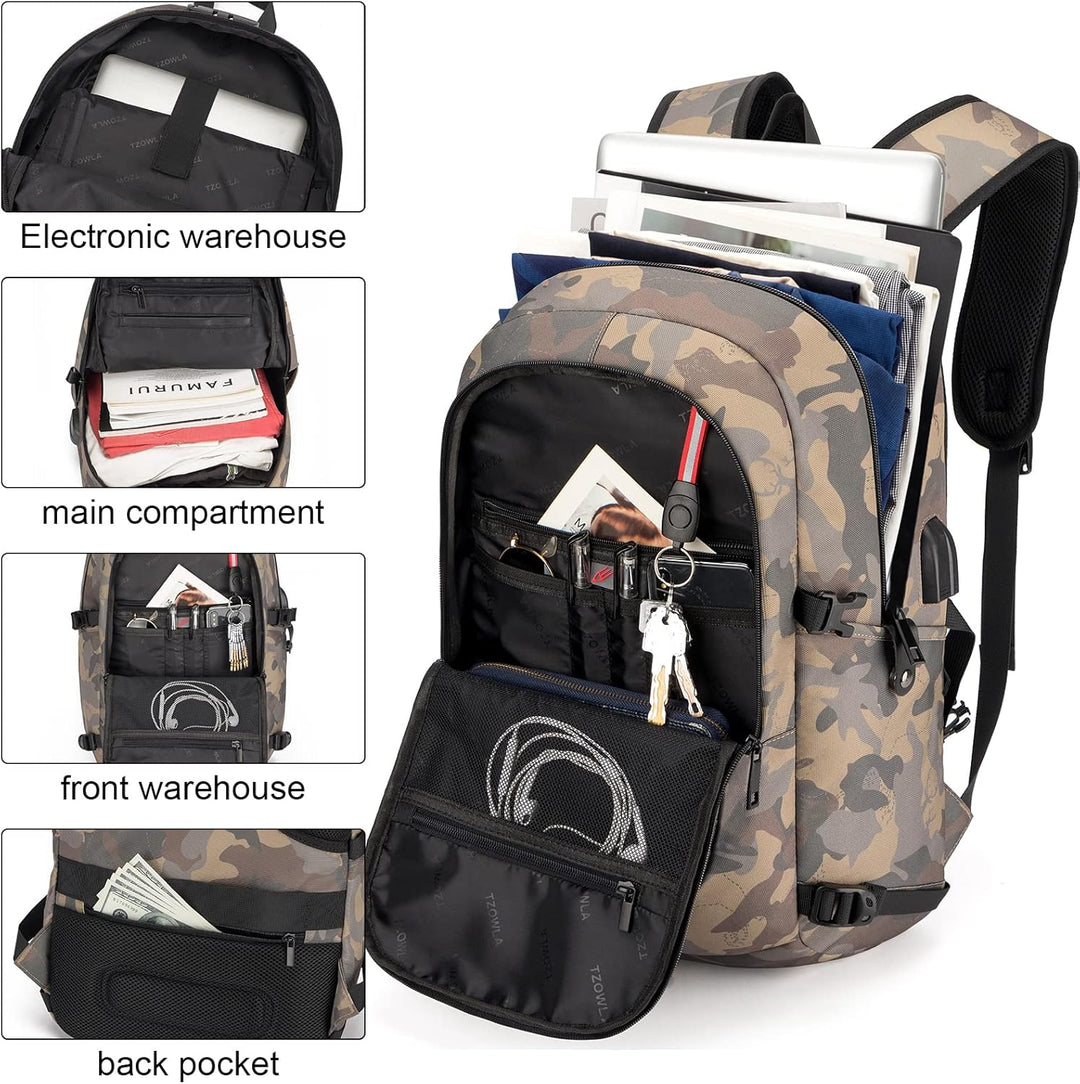 Tzowla, mochila de viaje para computadora portátil resistente al ag...