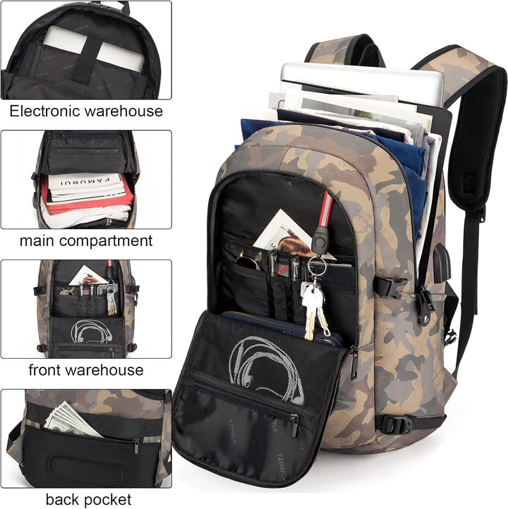 Tzowla, mochila de viaje para computadora portátil resistente al ag...