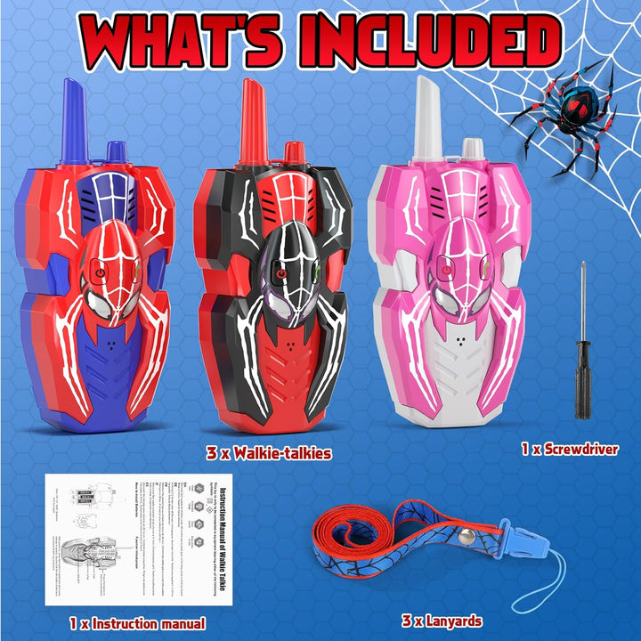 Paquete de 3 walkie talkies para niños, Spider juguetes paquete de...