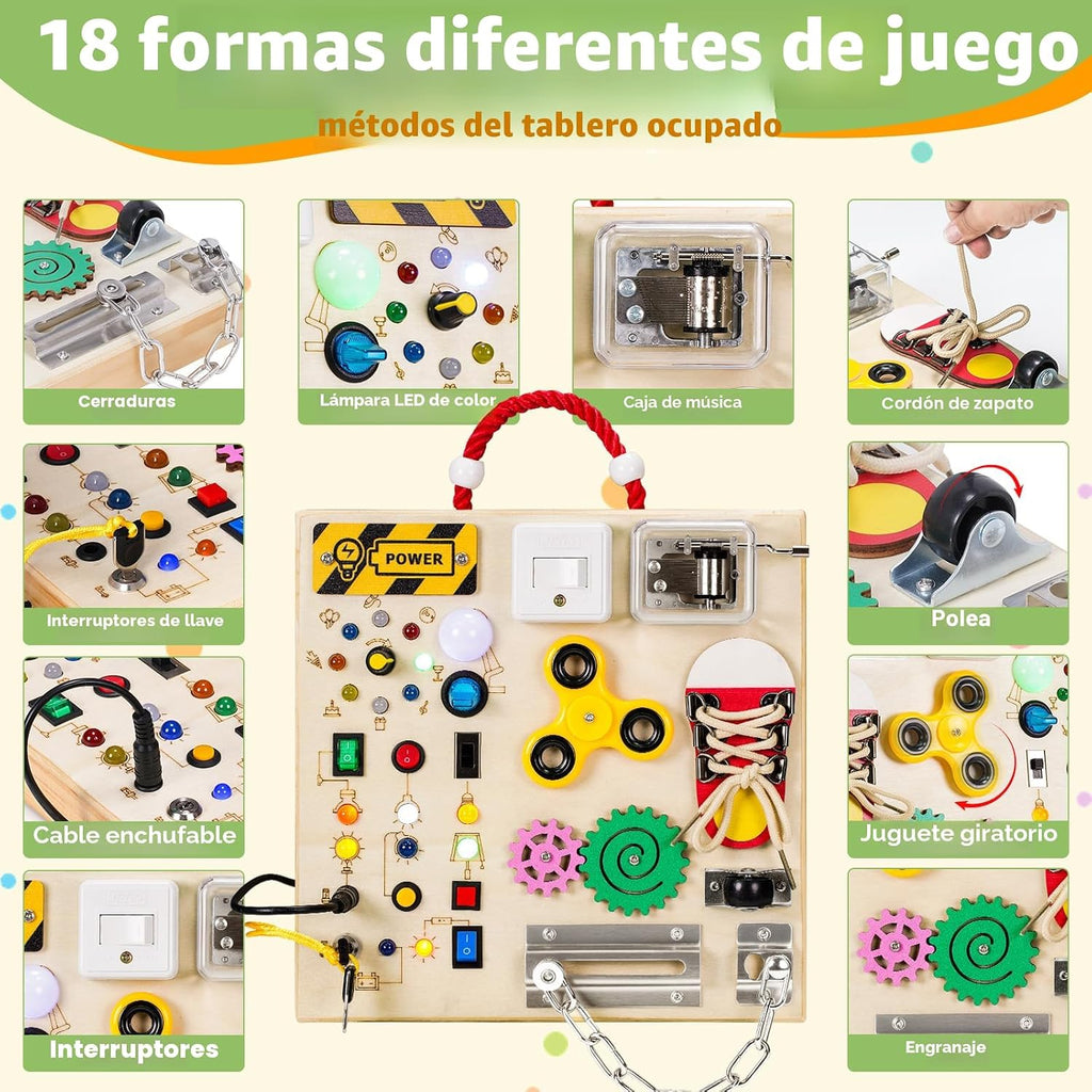 Montessori Wooden Busy Board Toys,Sensory Educational Boards Toy,Gift