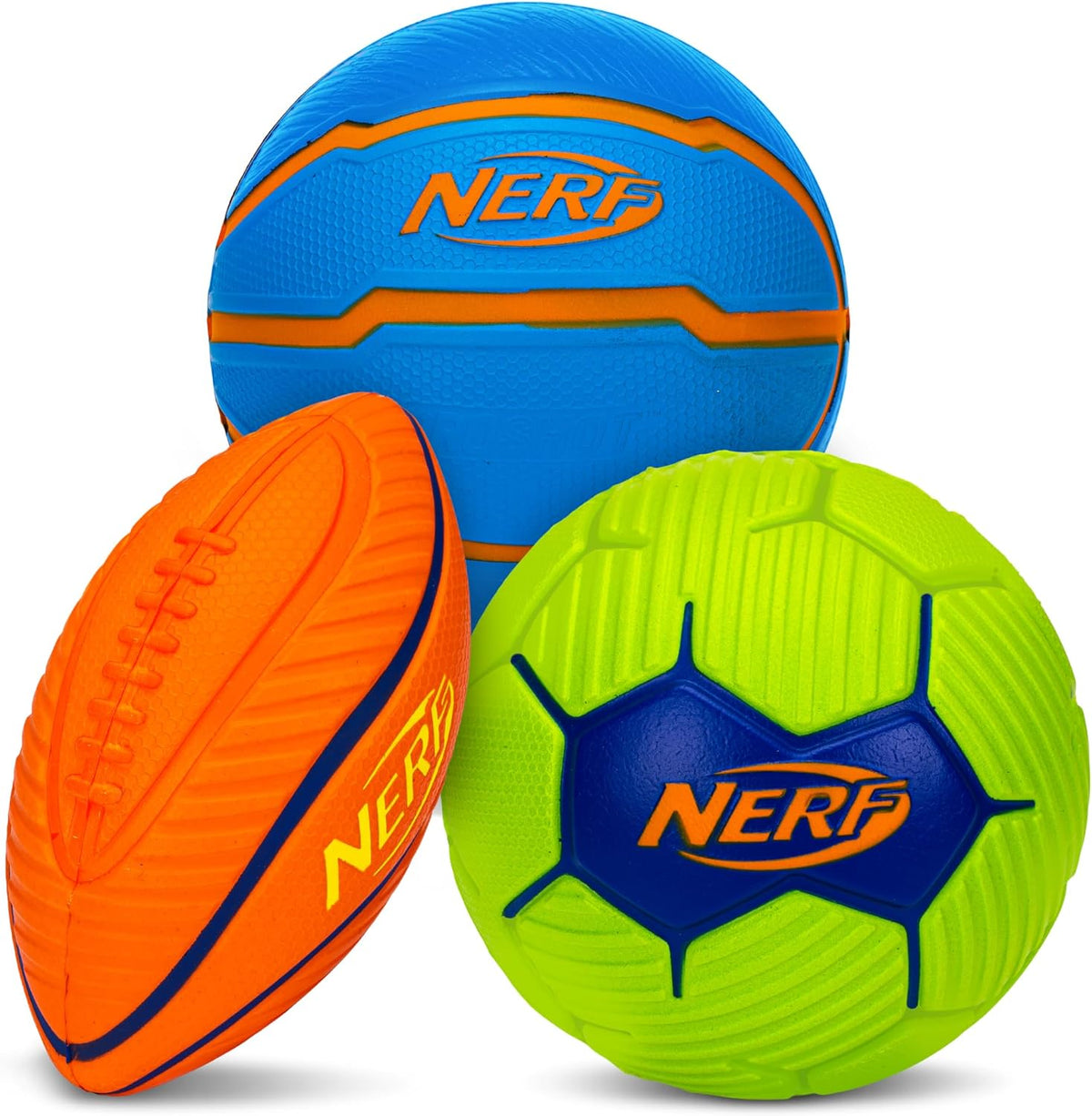 Nerf Juego de mini pelotas deportivas de espuma, paquete de 3