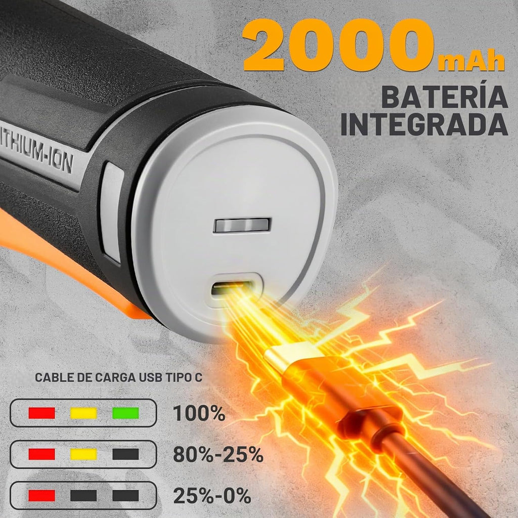 DEKOPRO Juego de llaves de trinquete eléctricas inalámbricas, 19 piezas, kit de herramientas de trinquete eléctrico, llaves de trinquete inalámbricas de 8 V 3/8 pulgadas, velocidad variable con 14