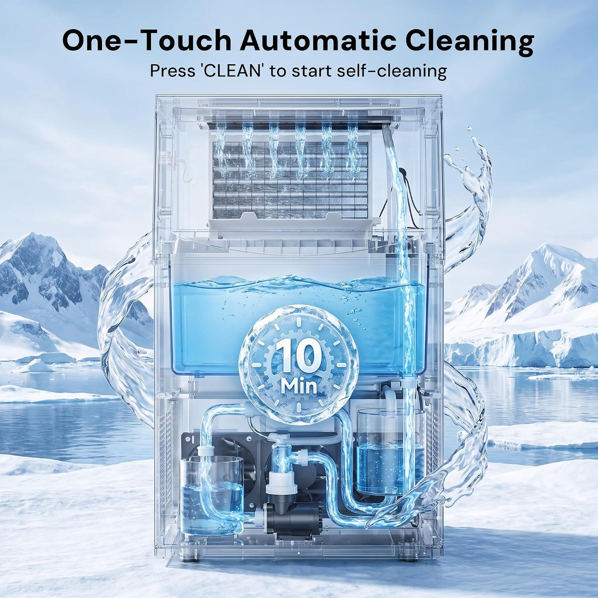 Uthfy Máquina de hielo comercial de 110 libras/24 horas, máquina de hielo debajo de la encimera, 36 cubos de hielo en 14 minutos, almacenamiento de 33 libras, filtro de agua y autolimpieza, máquina de