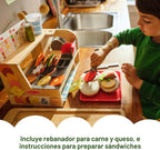 Melissa & Doug Slice & Stack - Juego de madera para contador de sándwiches