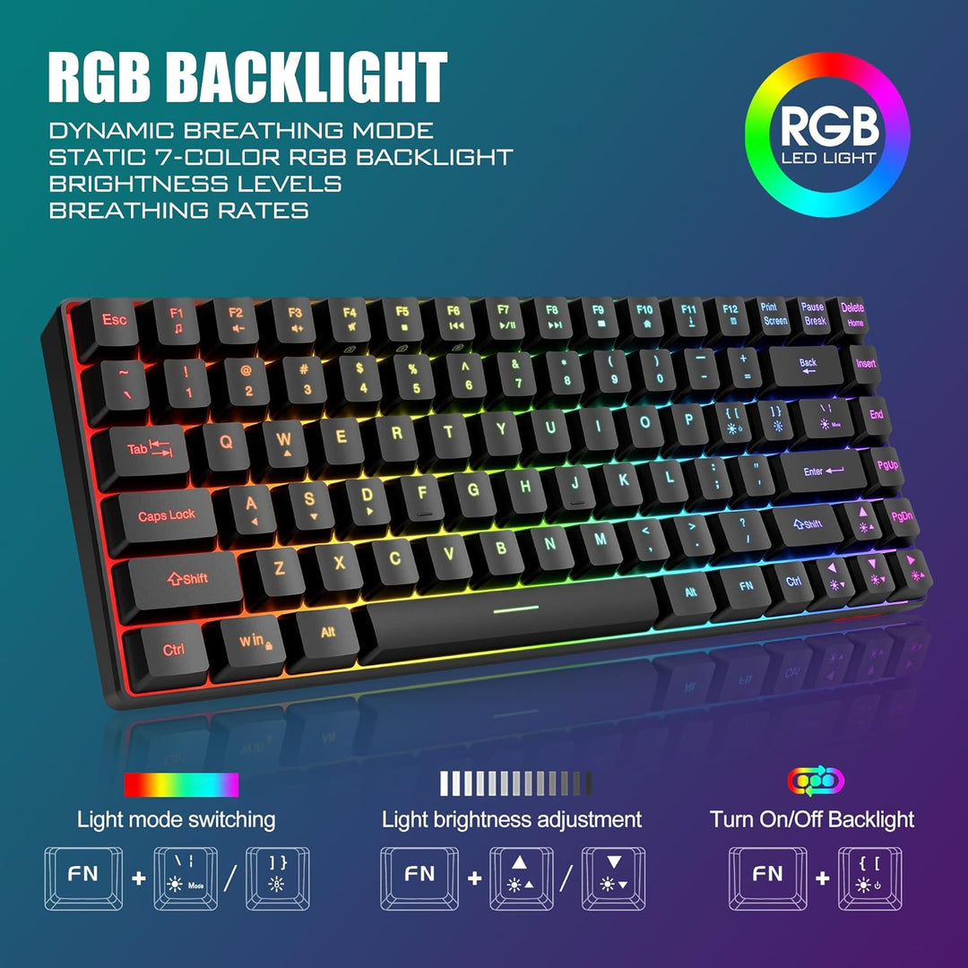 Combo de teclado y mouse inalámbricos RedThunder K84, batería recar...