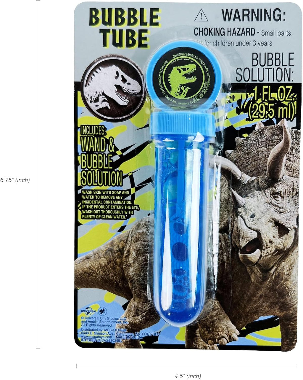 Megatoys Jurassic World - Juego de regalo de bolsa de mano, rompecabezas de 24 piezas, botella de agua, paquete de 50 calcomanías, yoyó, varita de burbujas, juego de tiza, disco volador (frisbee)