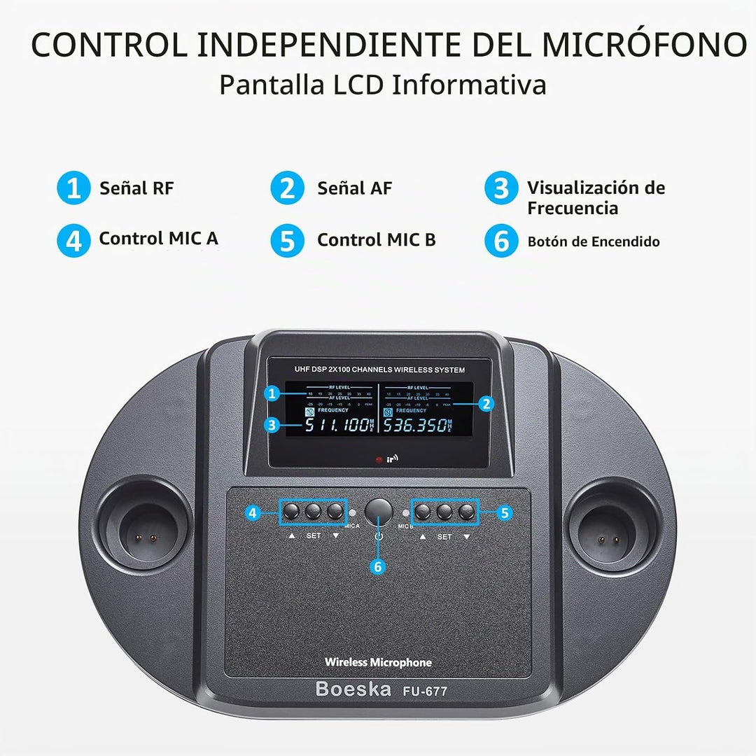 Sistema de micrófono inalámbrico de mano recargable, micrófonos ina...