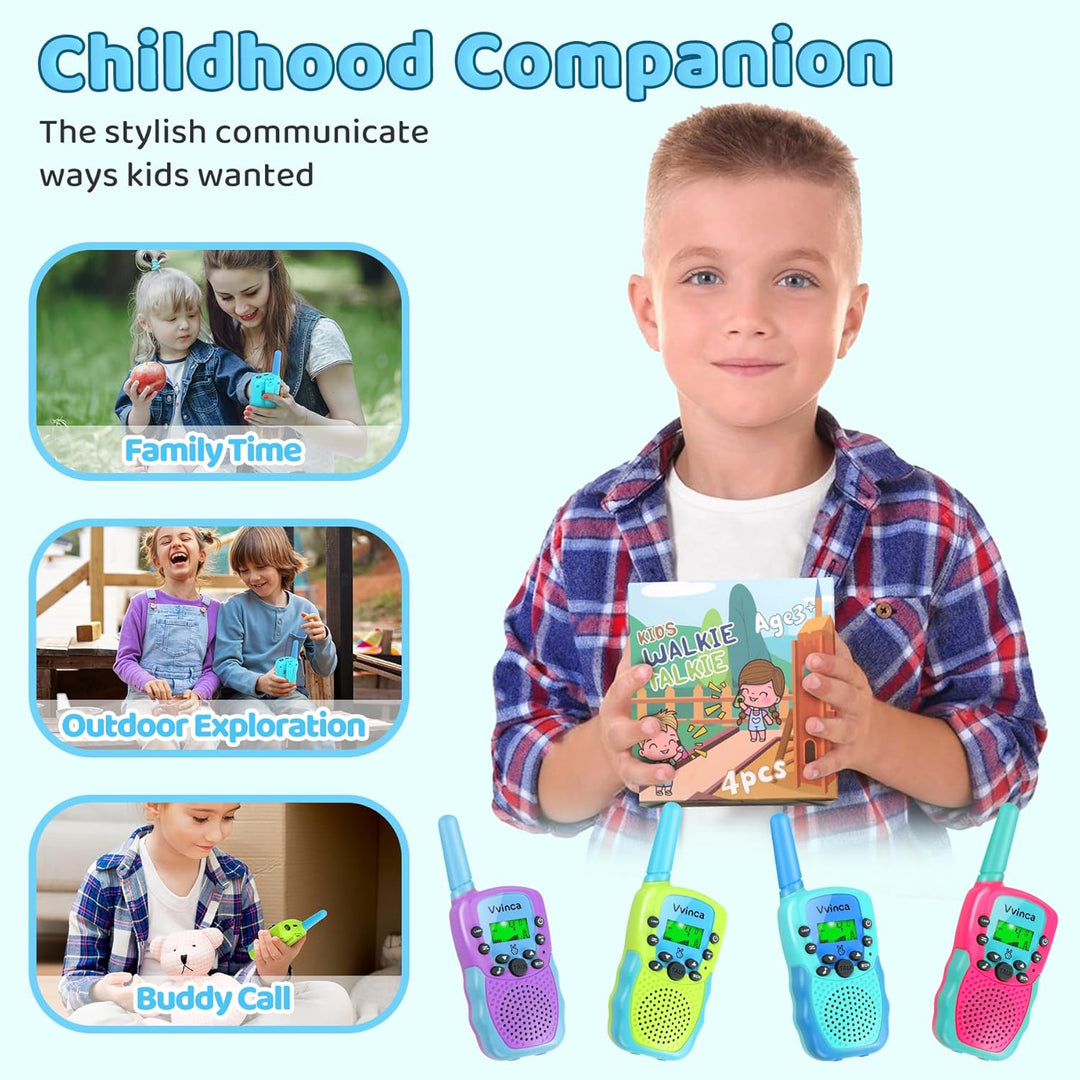 Vvinca Walkie Talkies para Niños Recargables Paquete de 4, Walkie T...