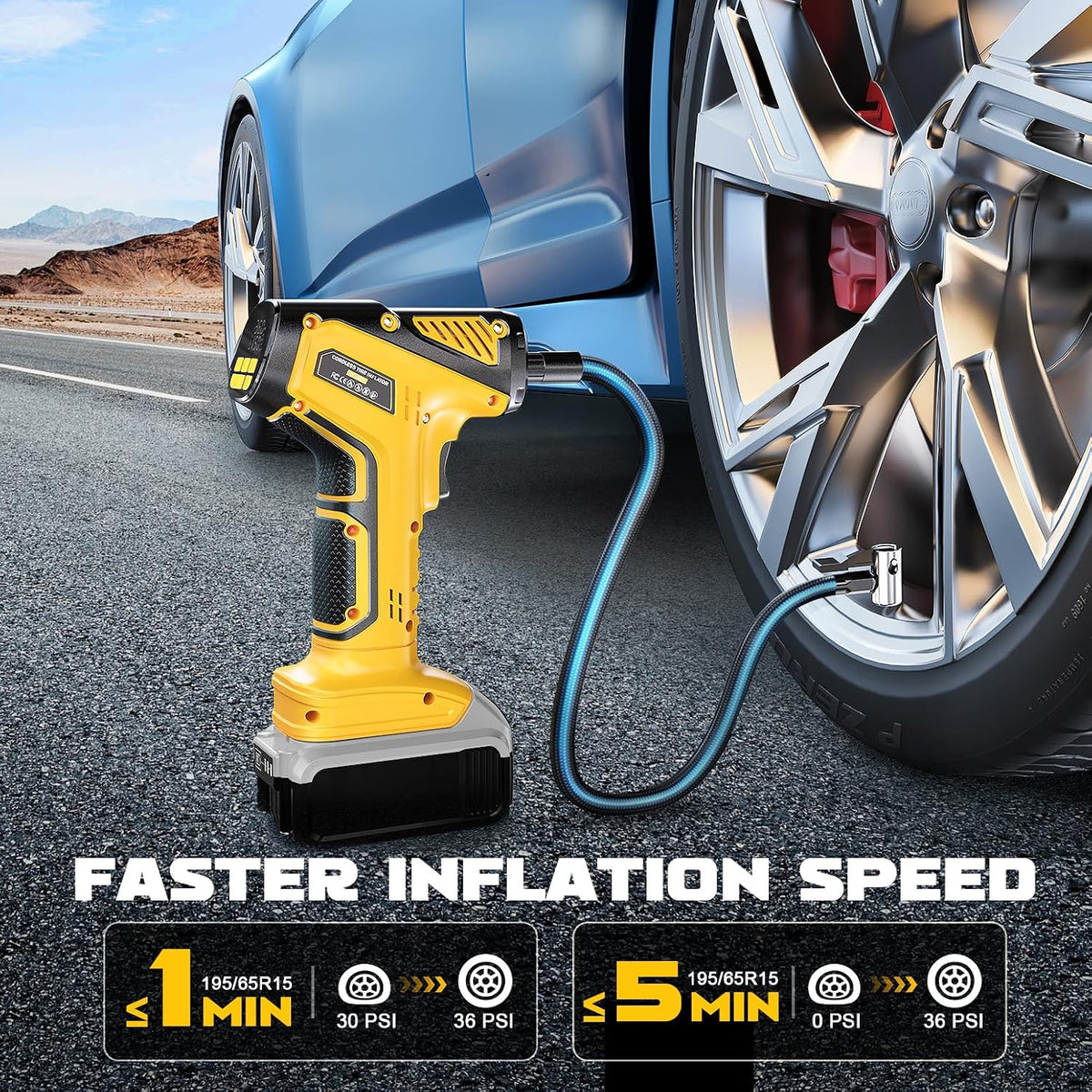 Inflador de neumáticos, compresor de aire portátil compatible con b...