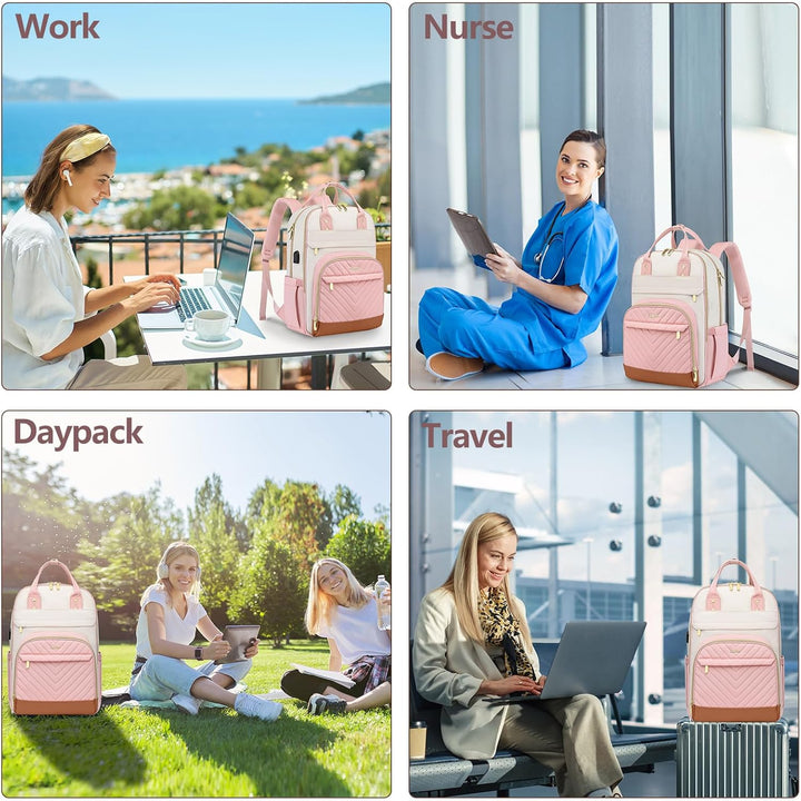 bagswan Mochila para laptop para mujer, 72-rosa beige, 15,6 pulg.,...