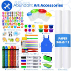 Joyooss - Caballete de arte para niños, caballete de pie ajustable para niños con tablero magnético y pizarra, pizarra magnética para niños, caballete de arte con 2 rollos de papel, pinturas para