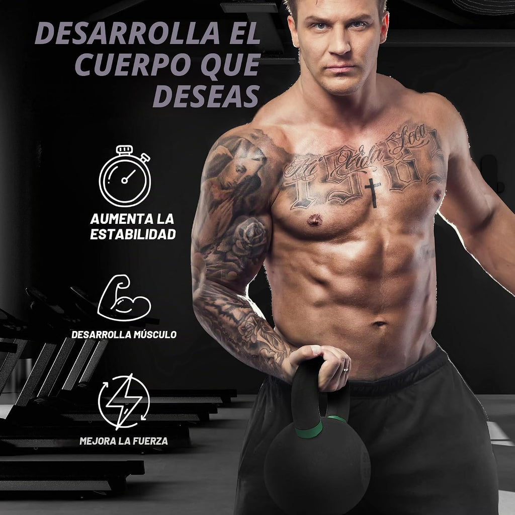 Yes4All Kettlebell con Recubrimiento en Polvo, Pesos de 9-88 lb de Hierro Fundido