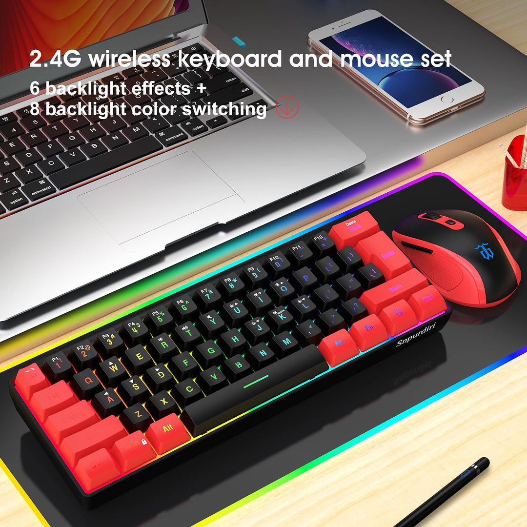 Snpurdiri Combo de teclado y ratón inalámbricos para juegos de 2.4G...