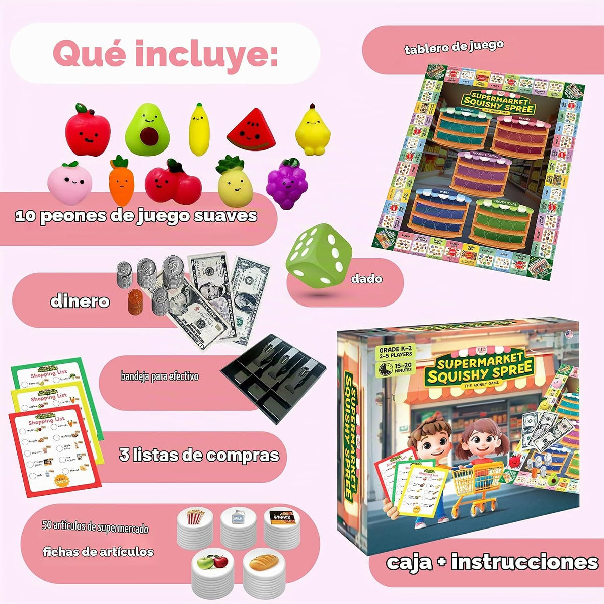 The Fidget Game Supermercado Squishy Spree, juegos de dinero para niños de