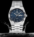 Poedagar Reloj de pulsera para hombre, moda de negocios, luminoso, impermeable, fecha, semana, reloj de acero inoxidable, informal, relojes de cuarzo para hombre
