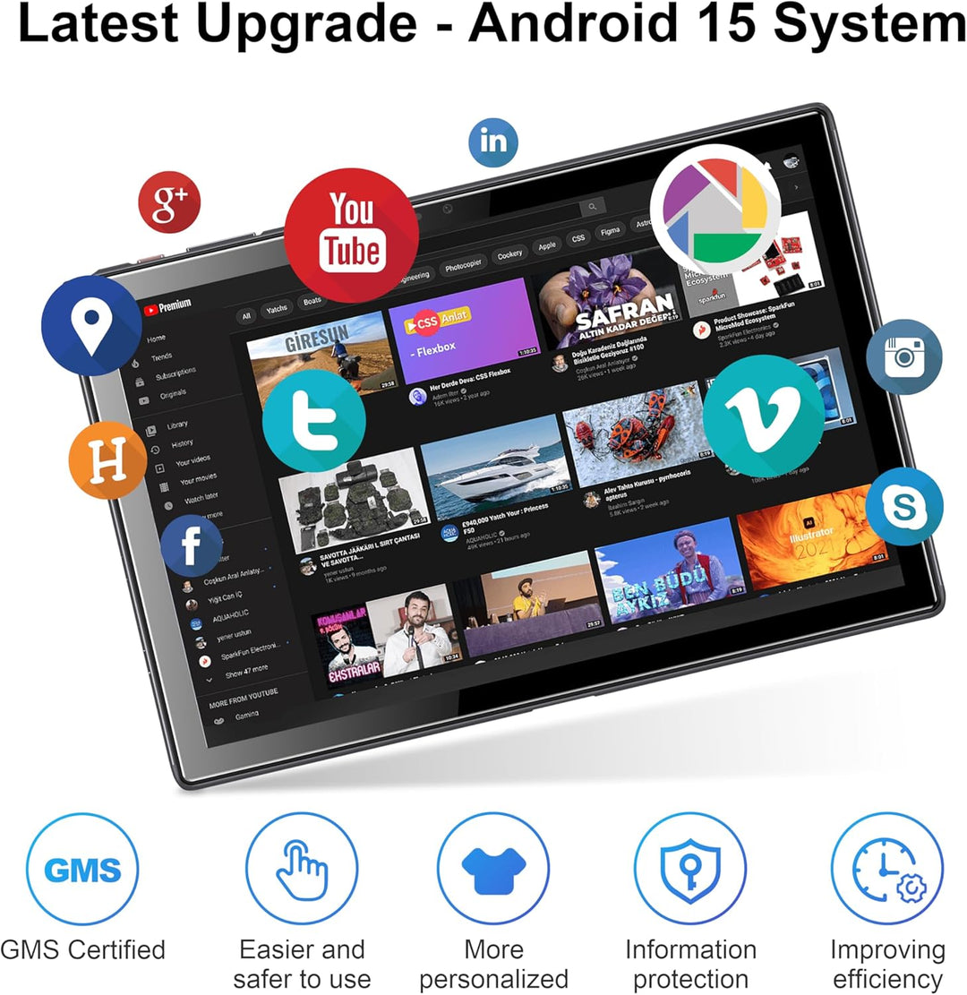 Tablet, tabletas Android 15 de 10.1 pulgadas, 8 GB de RAM 64 GB ROM...