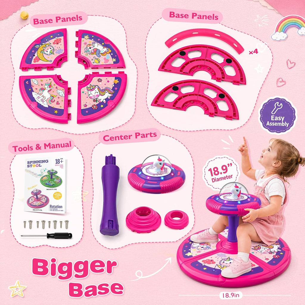 Flooyes Juguetes para sentarse y girar para niñas de 2 años, base grande de
