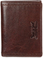 Levi's Billetera triple de cuero de puntada pesada para hombre, marrón, talla única