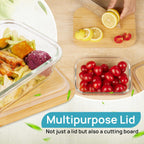 Vtopmart Recipientes de vidrio para almacenamiento de alimentos con tapas de bambú, paquete de 4 recipientes de vidrio para preparación de comidas, seguros para microondas, horno, congelador y